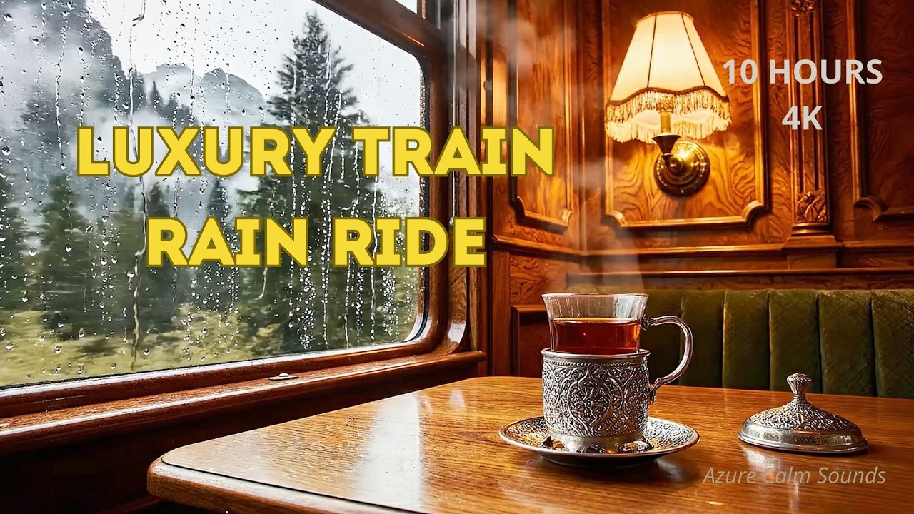 10 HOURS 🚂 Luxury Vintage Train Ride in Rain • Deep Sleep Music & Heavy Rain Sounds (No Ads, 4K)