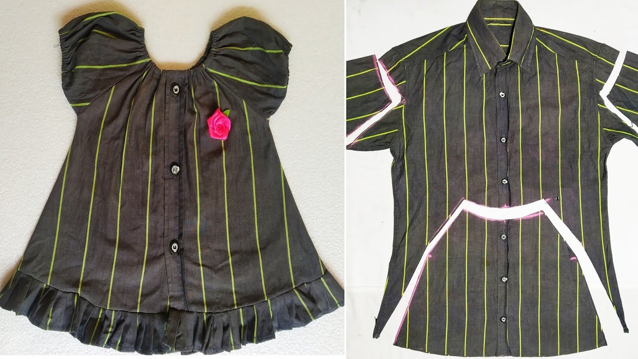 Old Shirt Re Using Ideas /Transformation Ideas In Malayalam/Frock Stitching/DIY/Royal Stitching
