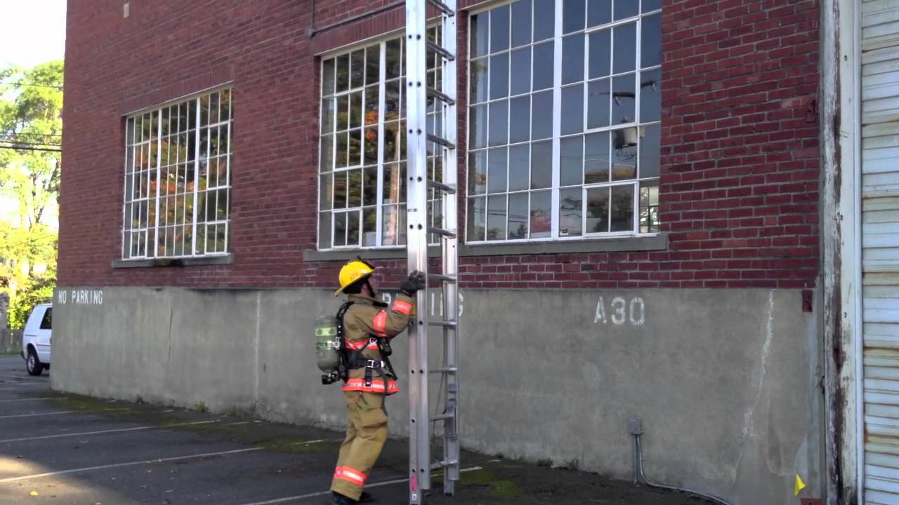 solo firefighter ladder work w:tools.mov