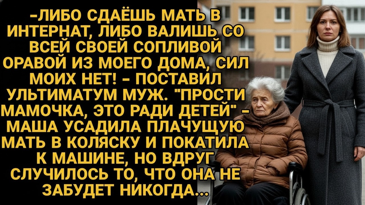 Муж велел сдать тещу в интернат, но когда жена везла мать к машине, случилось такое...