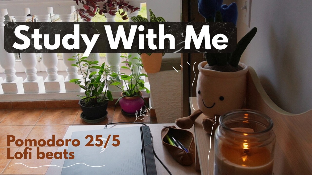 Study With Me🌿1h15 | Pomodoro 25/5 | Balcony in Panama City | Chill Lofi Beats