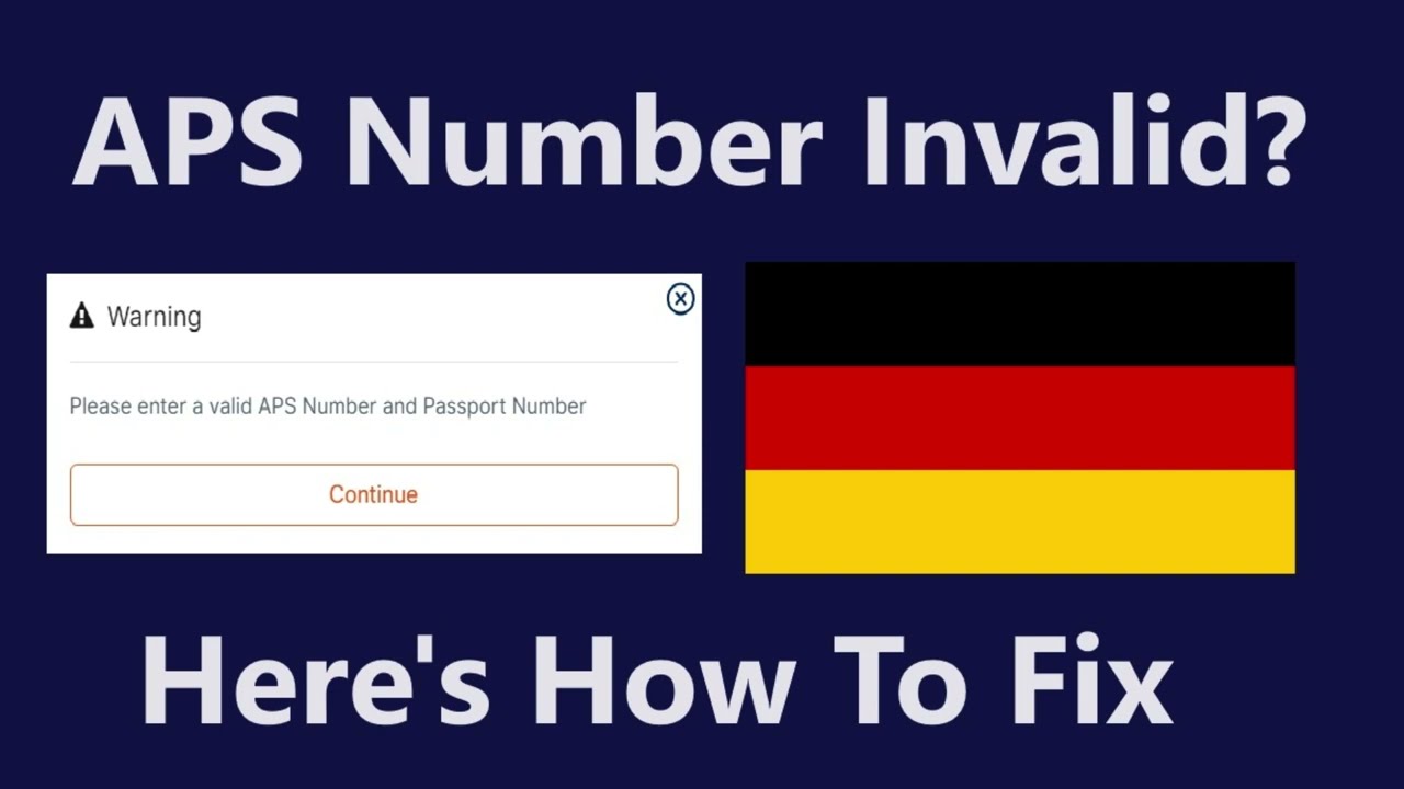 ERROR WHILE BOOKING VISA SLOT | Please Enter a Valid APS Number & Passport Number | VFS German VISA