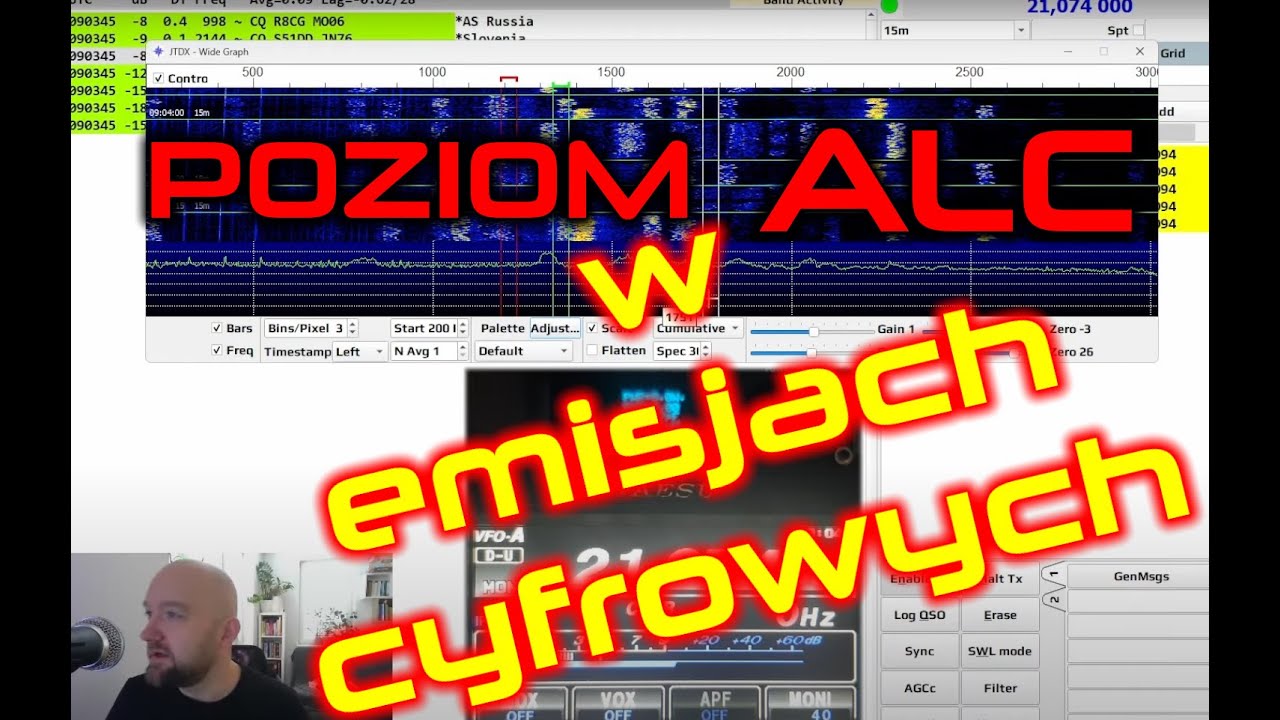 Poziom ALC podczas moich łączności w FT8 i częściowa automatyzacja