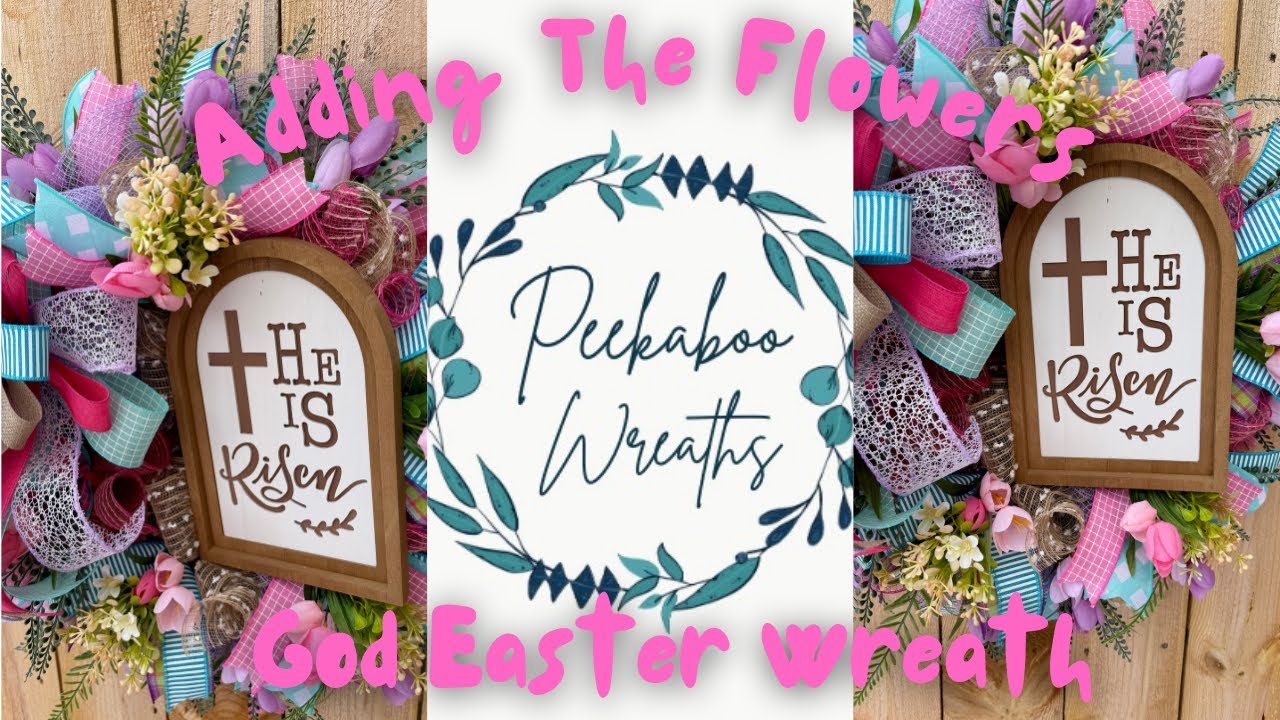 Let’s add in the detailed floral embellishments to our He is Risen Easter wreath 