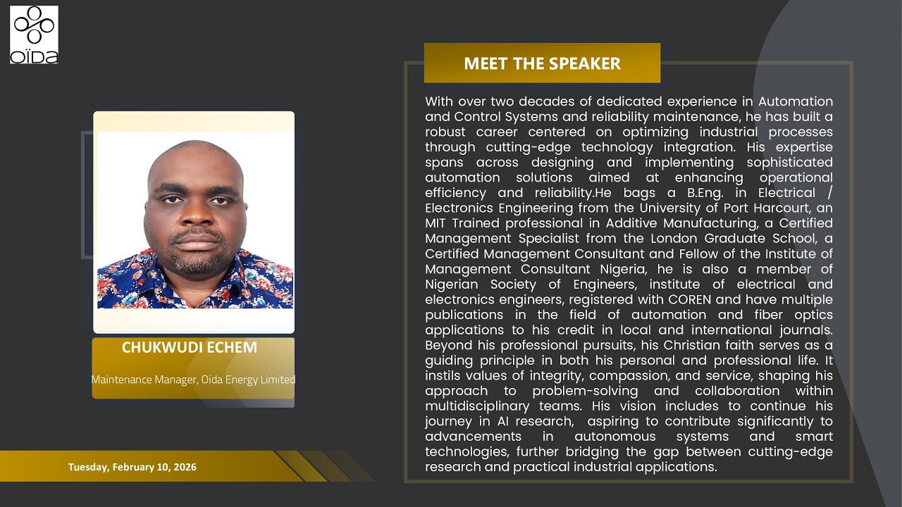 OIDA ` AI ENERGY '  BOOTCAMP ; SAIPEC DAY 2-  CHUKWUDI ECHEM