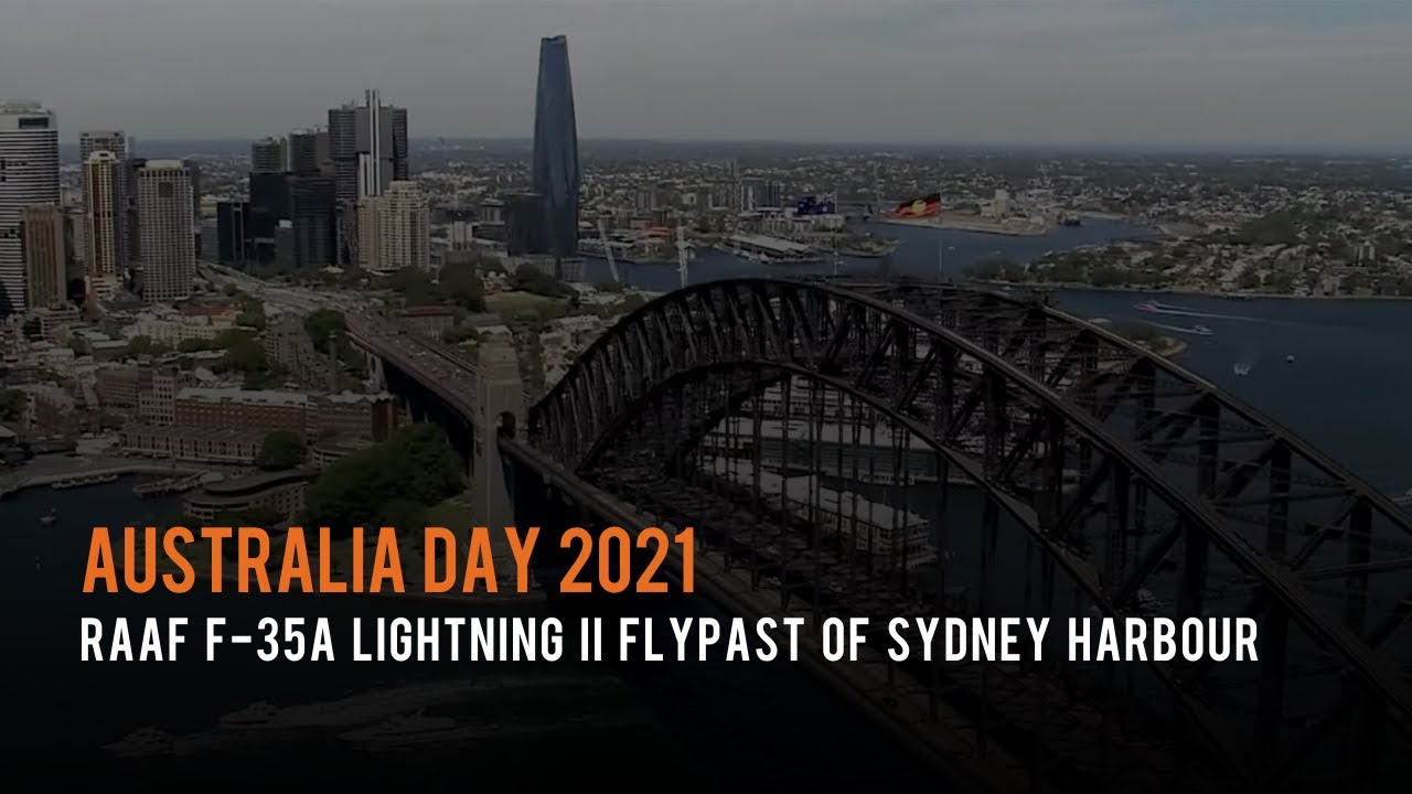 RAAF F-35A Lightning II flypast of Sydney Harbour, Australia Day 2021