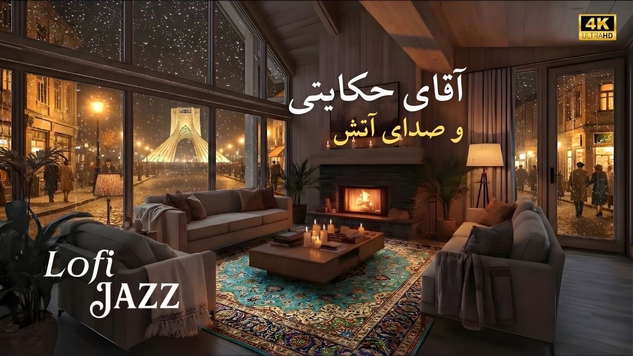 Persian Lofi Jazz (1 Hour) | طهران قدیم🔥 لوفای جَز آقای حکایتی و صدای سوختن آتش در شومینه