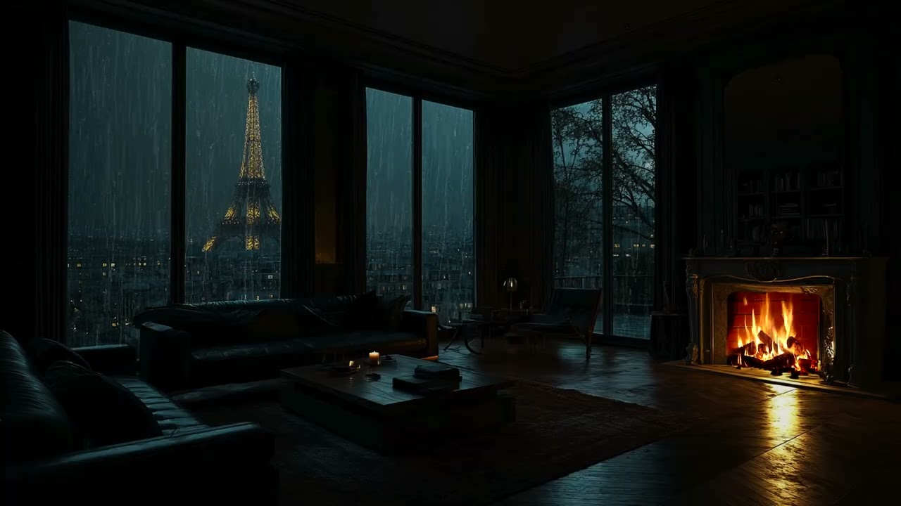 (No Ads)🌙Rainy Night in Upscale NYC Bedroom | City Skyline Ambience for Relaxing Sleep