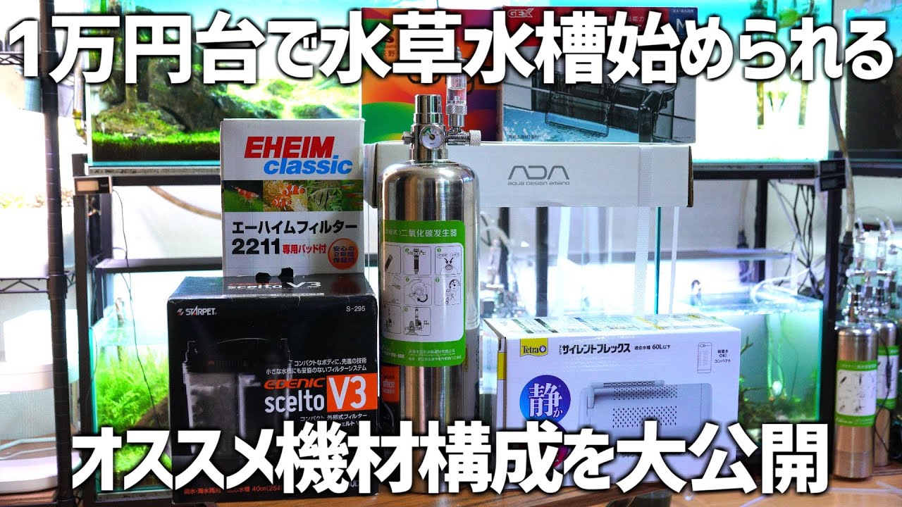 機材選び失敗したくない方必見。1万円台で水草水槽ができる！オススメ機材一式紹介！#253【アクアリウム】