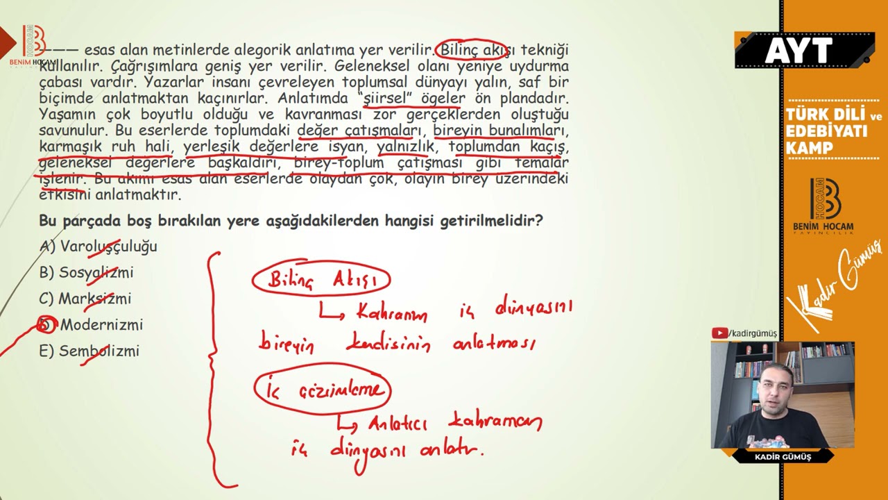33) AYT Türk Dili Tekrar Kampı - Modernizmi ve Postmodernizmi Esas Alan Hikaye ve Roman -Kadir GÜMÜŞ