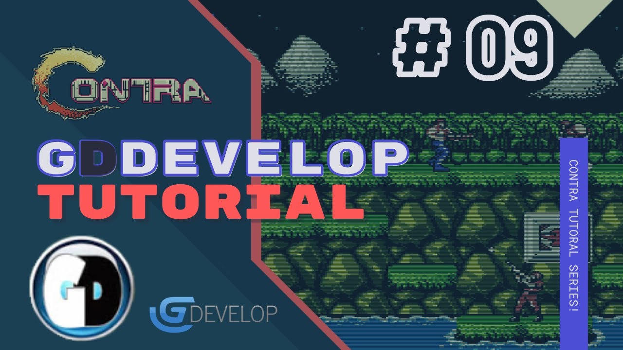 Gdevelop FREE VISUAL Game Engine: CONTRA Tutorial #09 - START & GAME OVER SCREENS