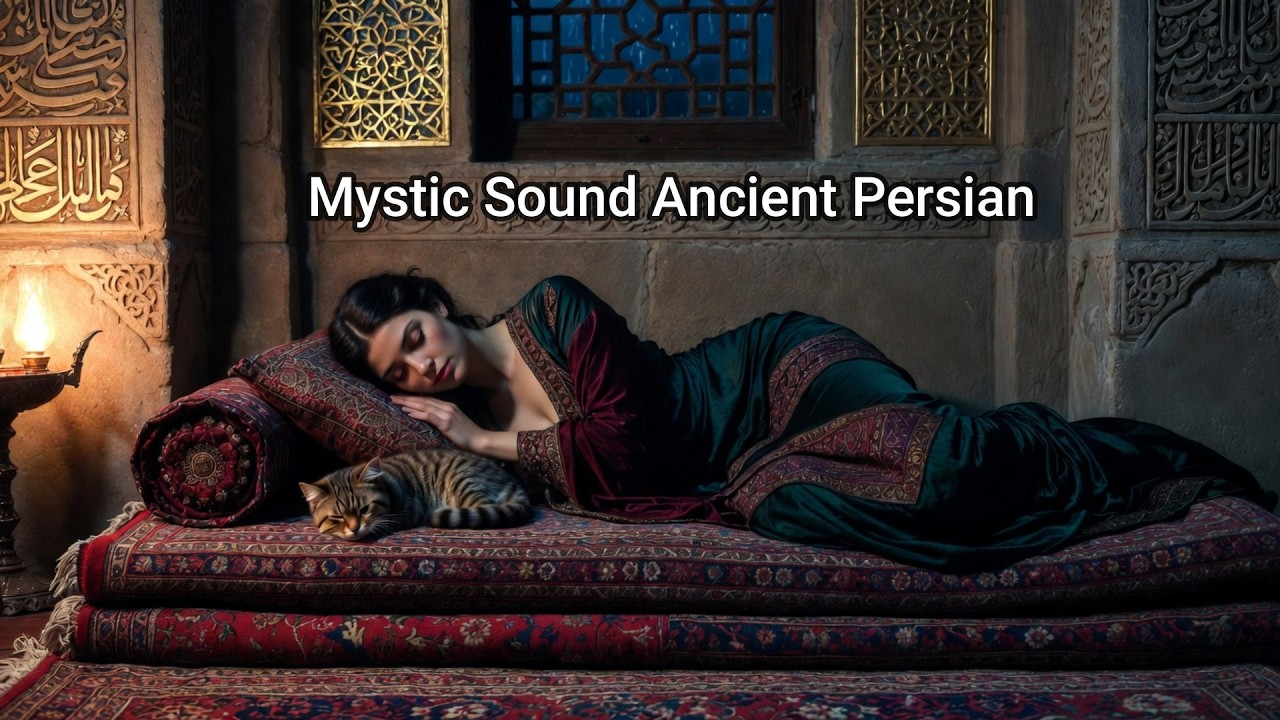 Ancient Persia at night: silent city, gentle rain on stone streets.