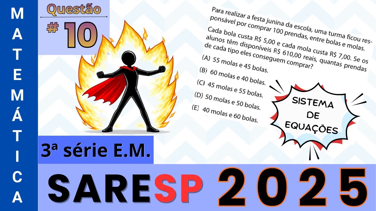 SARESP 2025 | Sistema de Equações: compra de bolas e molas