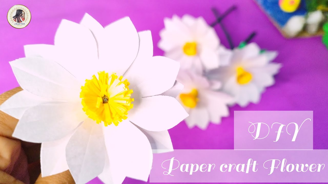 2 minute paper craft flowers/How to make paper craft flowers/Easy paper craft/Crafter Nikahat