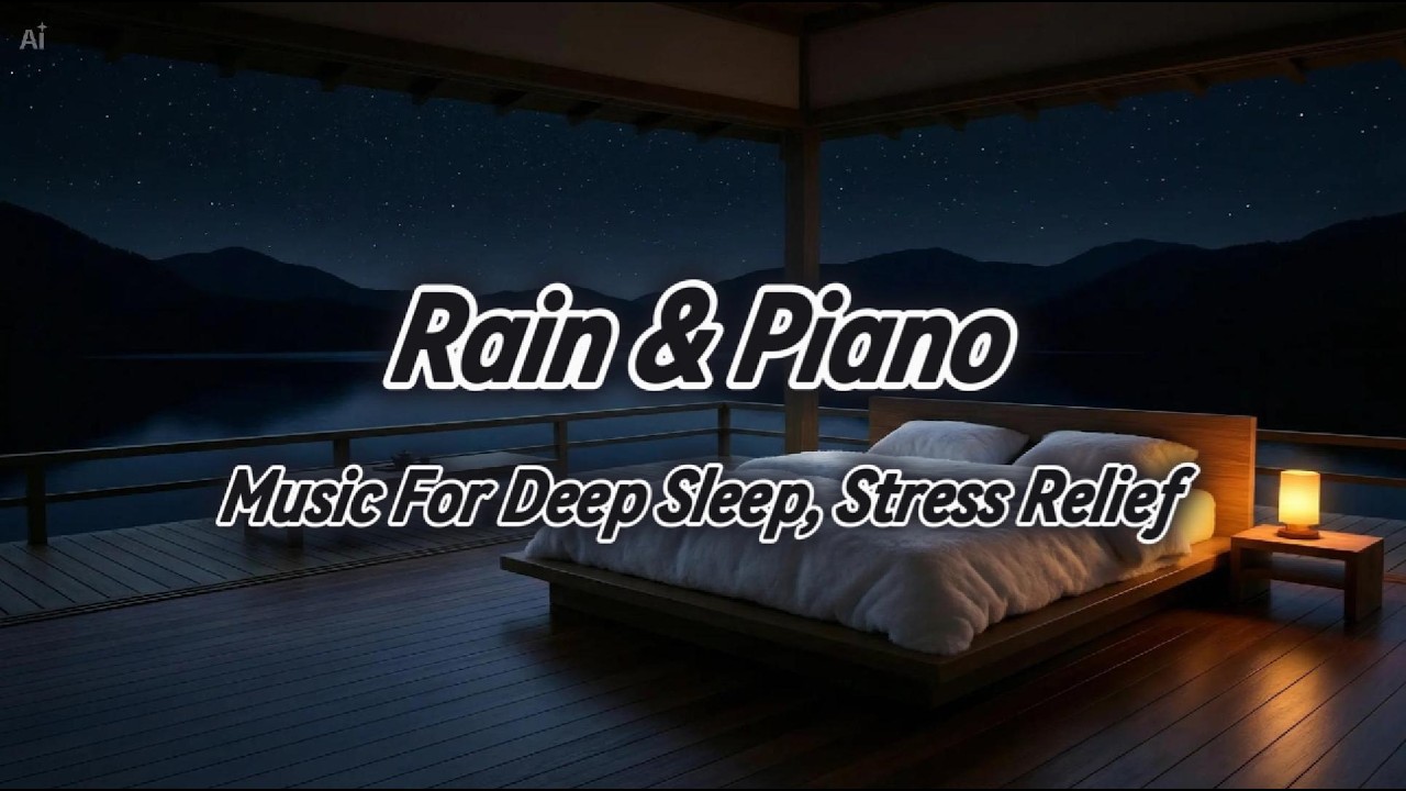 Rain Sounds for Sleep + Relaxing Piano | Cozy Bedroom by the Lake | 3 Hours Deep Sleep