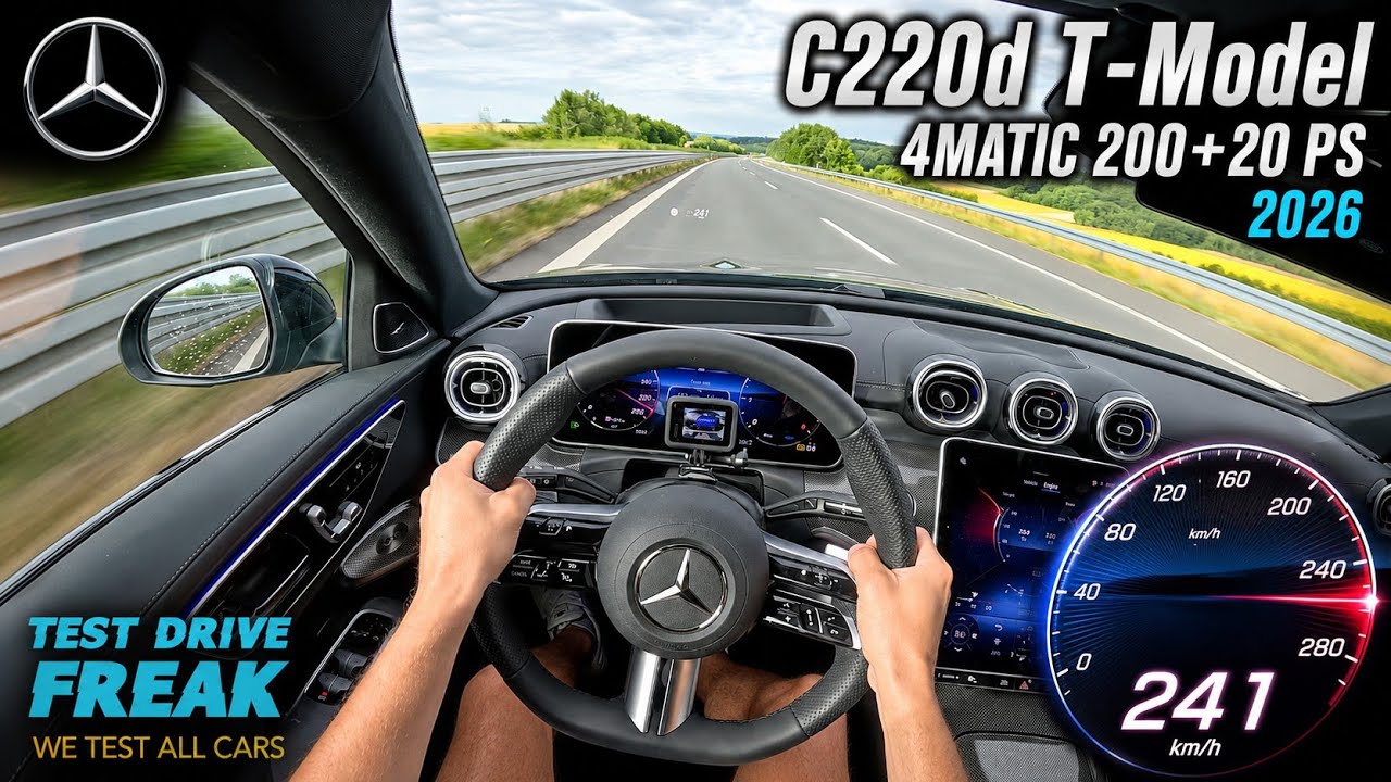 2026 Mercedes-Benz C 220 d T-Model 4MATIC 200+20 PS TOP SPEED POV Drive on AUTOBAHN