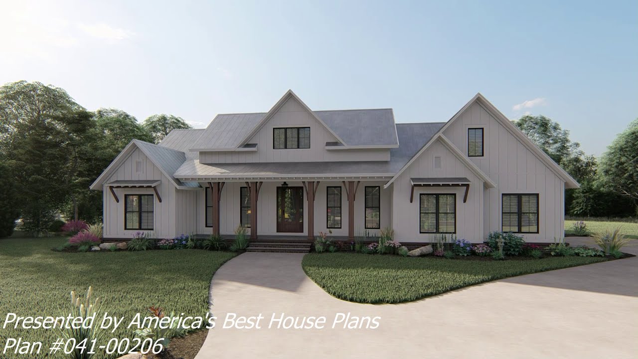 MODERN FARMHOUSE PLAN 041-00206 WITH INTERIOR