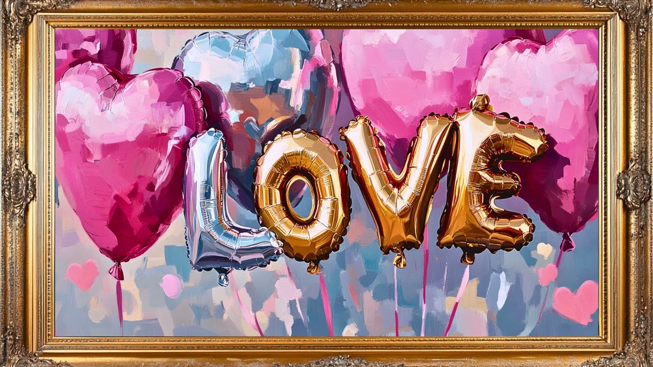 Romantic Love Balloon Art Screensaver | Valentine's Day Frame Art for TV 4K