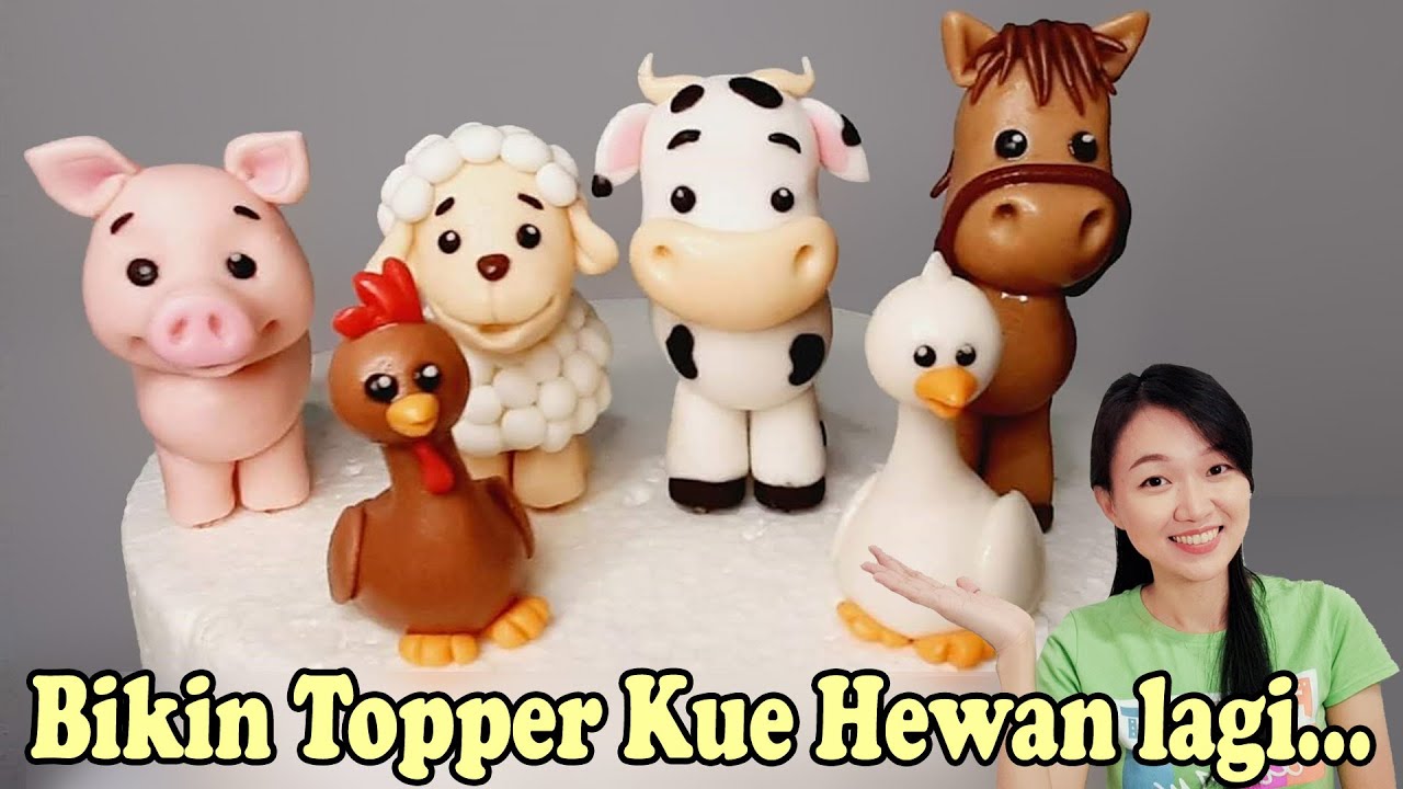 Cara Membuat Topper Kue tema Hewan Ternak : Sapi, Domba, Kuda, Bebek, Ayam dan Babi
