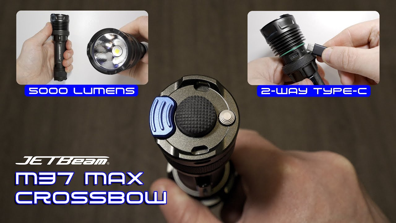 JETBeam M37 MAX CROSSBOW - 5000 Lumens Military Series Tactical Flashlight - 2 way Type-C port