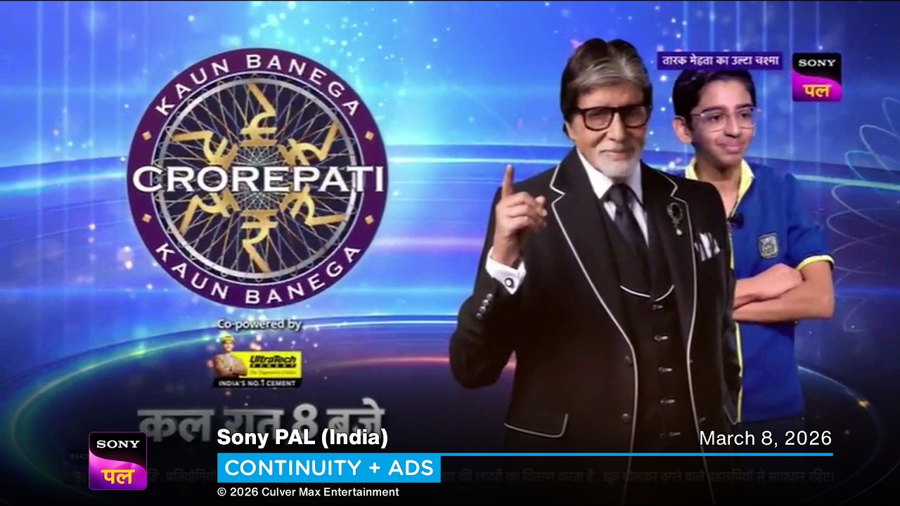 Sony PAL (India) continuity + ads | March 8, 2026