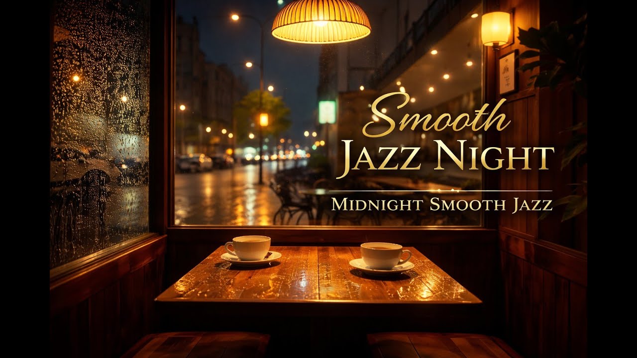 Smooth Jazz Night ☔ Cozy Cafe Ambience | Relax, Work, Study