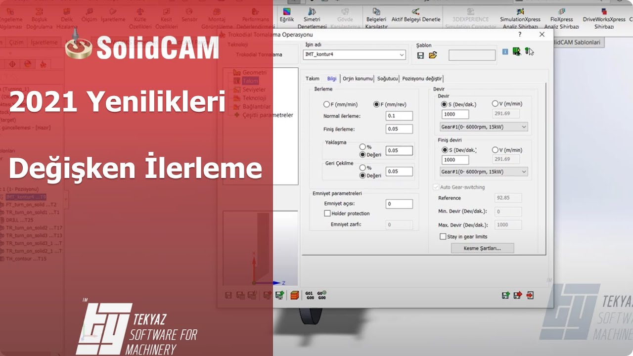 SolidCAM 2021 Yenilikleri - Değişken İlerleme