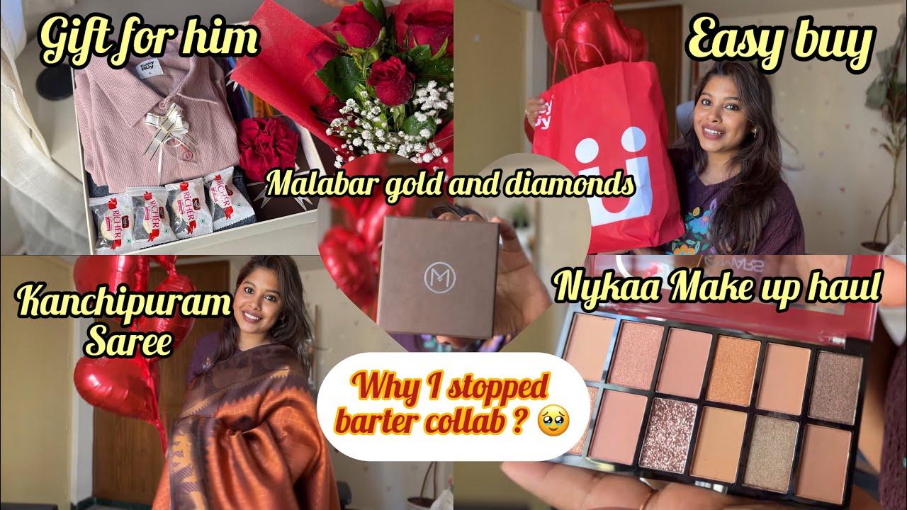Kanchipuram saree 😍 Nykaa haul 💄 let’s pack Valentine’s Day gift for him 🎁  & much more 😎✅👗