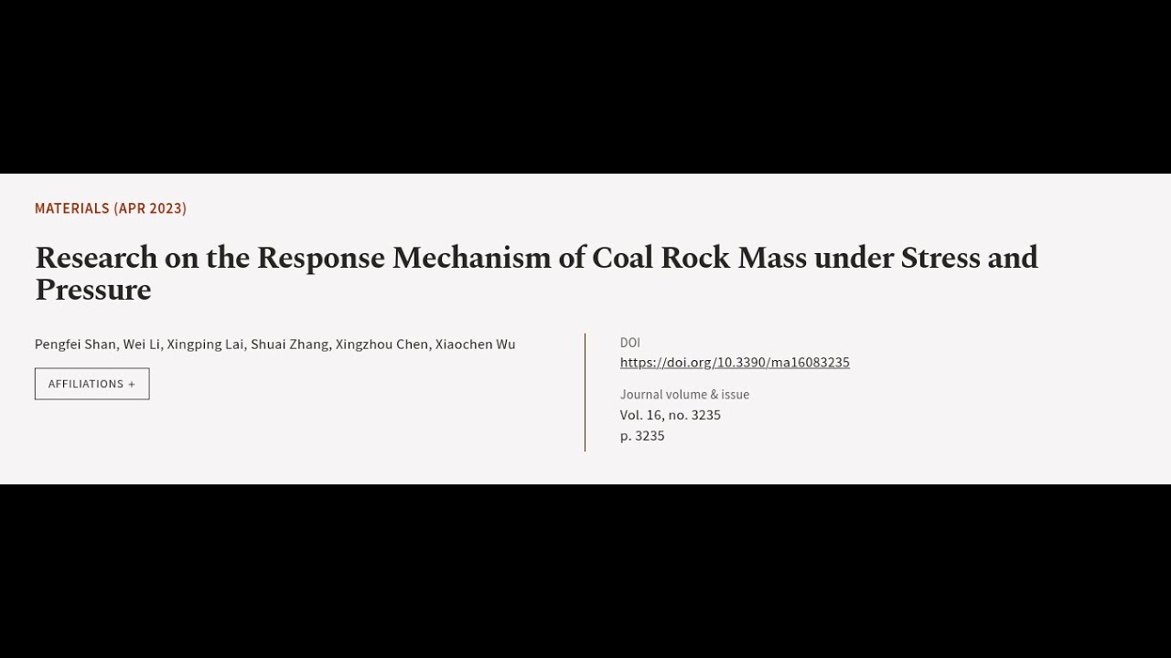Research on the Response Mechanism of Coal Rock Mass under Stress and Pressure | RTCL.TV