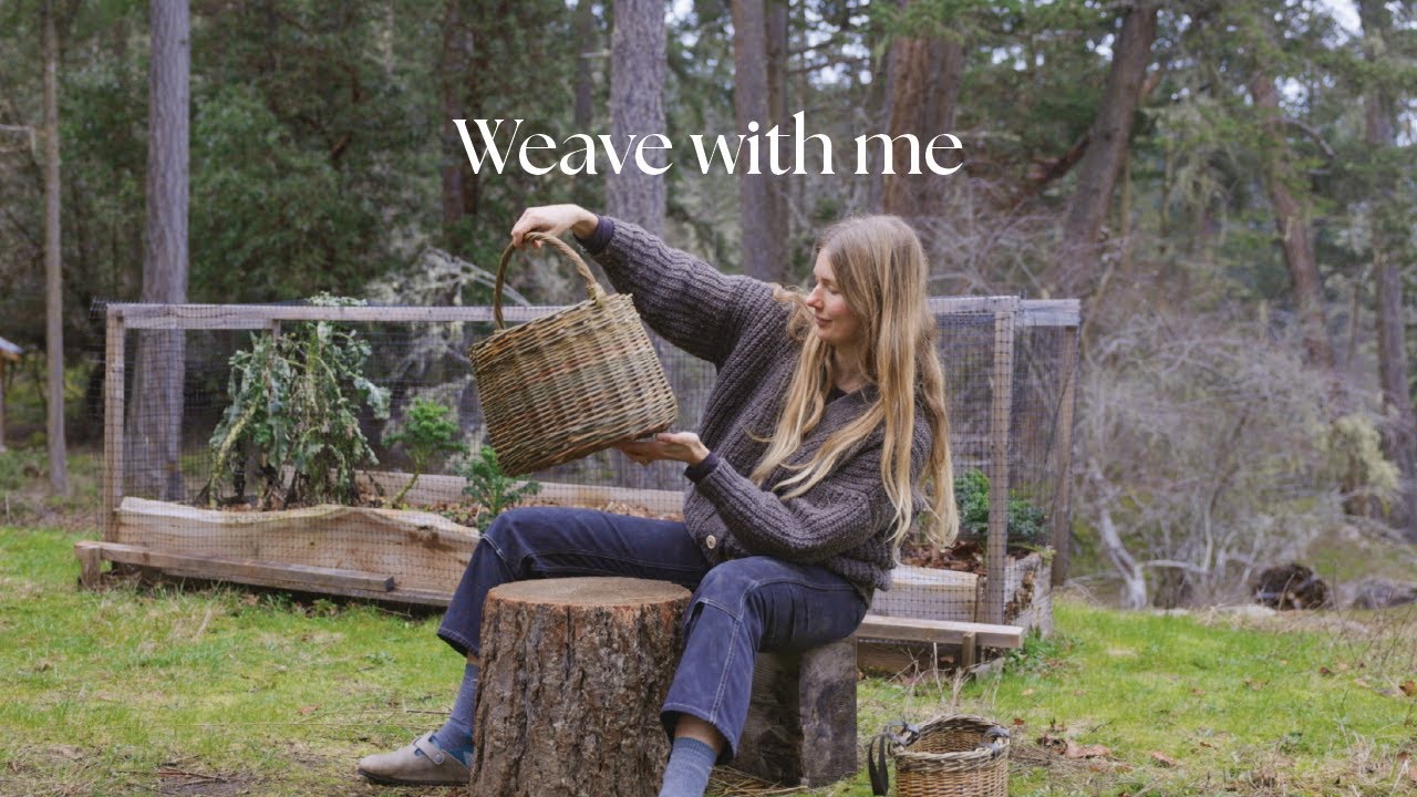 Weaving a willow harvest basket