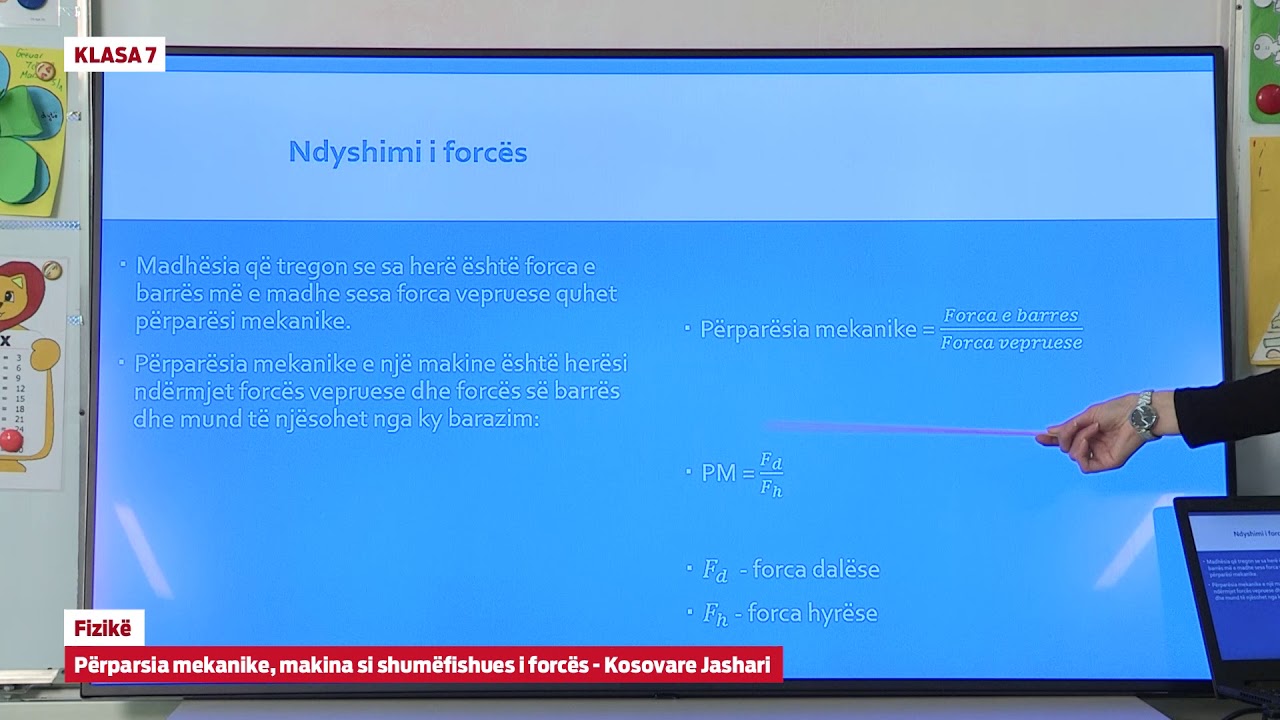 e Mesimi Klasa 7 - 7091 Fizikë - Përparsia mekanike, makina si shumëfishues i forcës