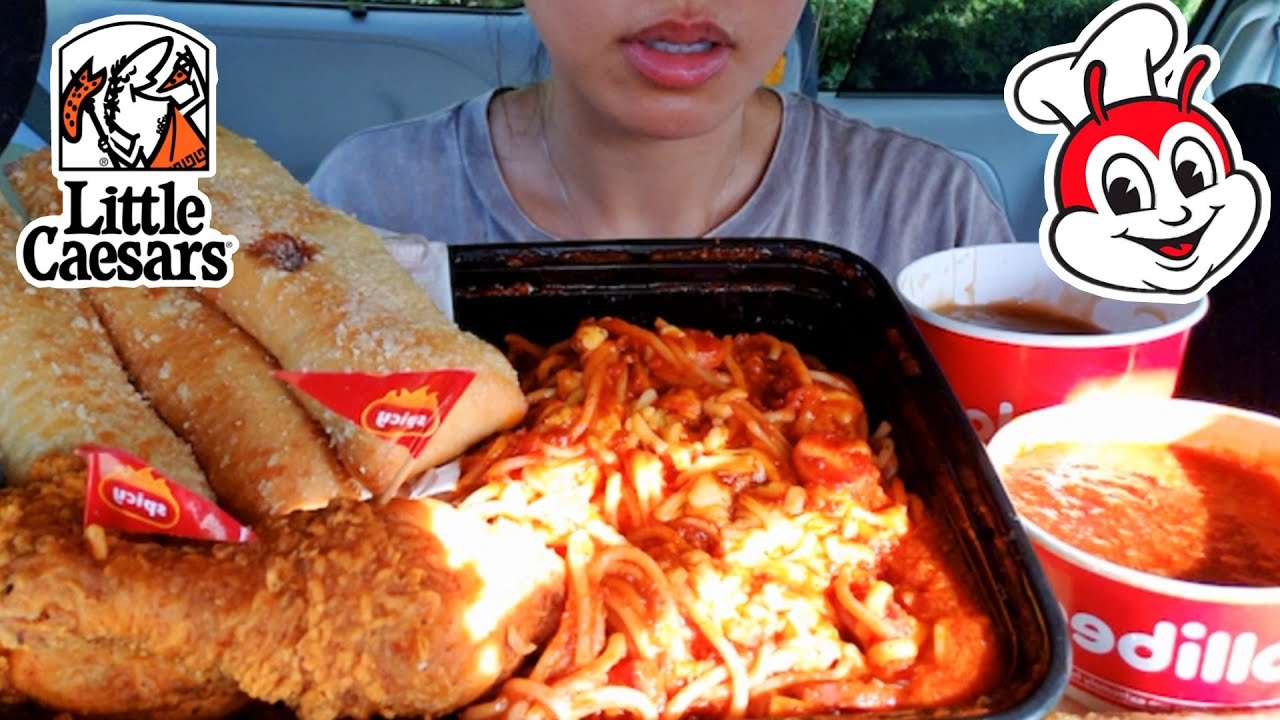 ASMR EATING CAR MUKBANG JOLLIBEE FRIED CHICKEN SPAGHETTI Satisfying REAL Sound 먹방 TWILIGHT SHOW