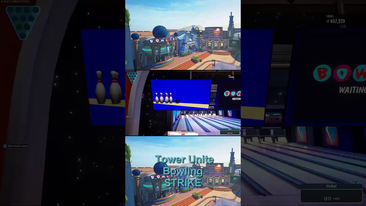 Getting a strike in bowling on Tower Unite #shorts