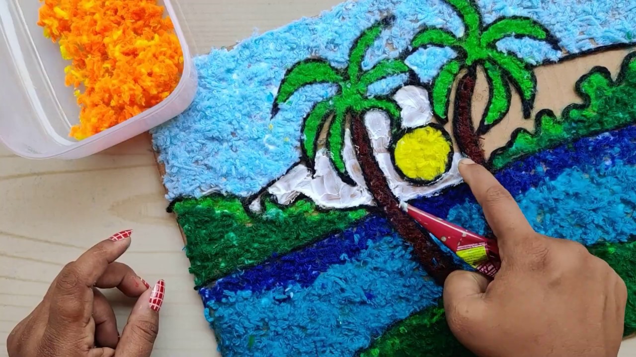 Landscape Scenery for kids using woolen |  DIY | Craft Ideas for school competition 323