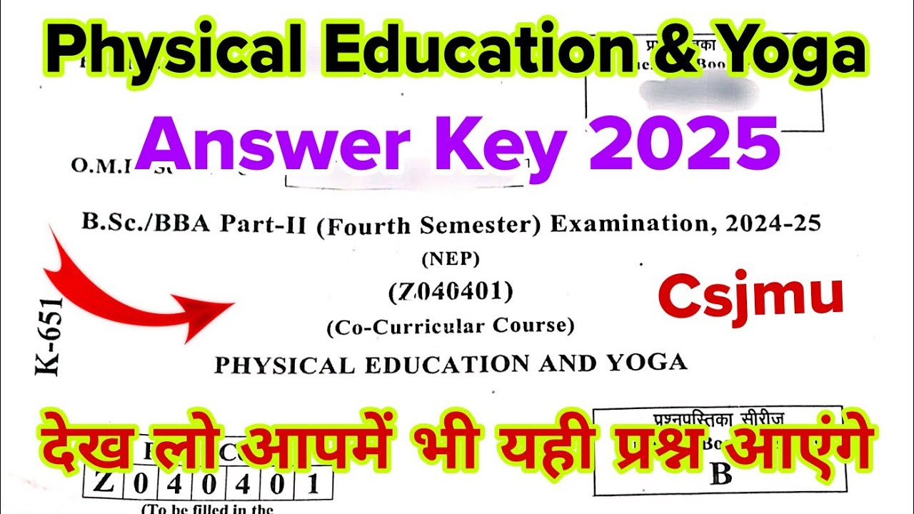 co curricular 4th semester | physical education and yoga bsc bba 4th semester csjmu answer key 2025