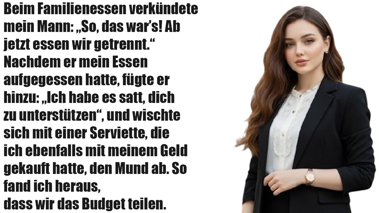 Beim Familiendinner nahm mein Mann meinen letzten Bissen – „Wir essen jetzt getrennt“