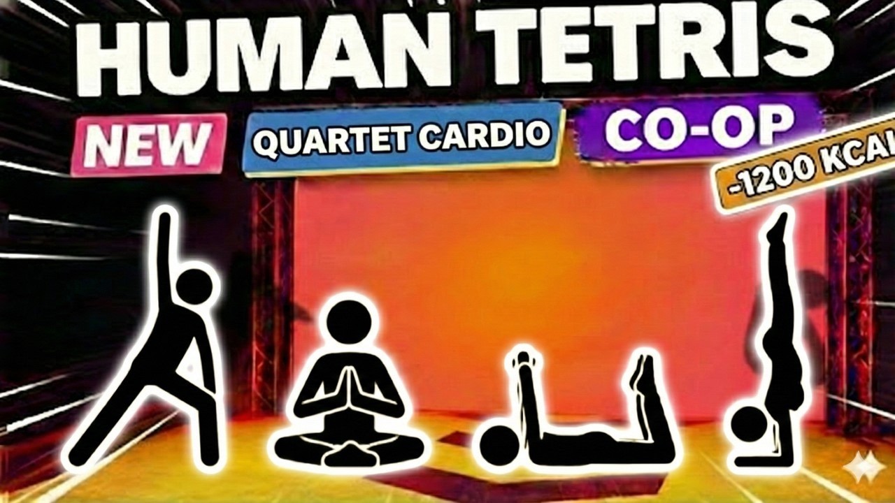 NEW HUMAN TETRIS х 4 Player Co-op 👯‍♂️–1200 kcal | Immersive Interactive Warm Up #3