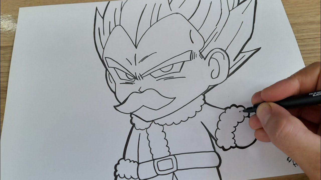 COMO DESENHAR VEGETA CHIBI DE NATAL PASSO A PASSO