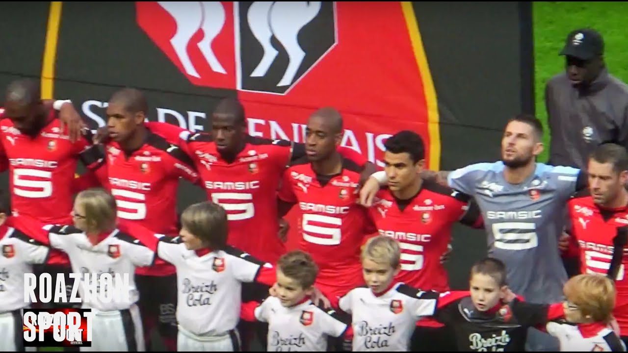 Hommage aux victimes des attaques de Paris &agrave; Rennes - Stade Rennais - Bordeaux (LA MARSEILLAISE)