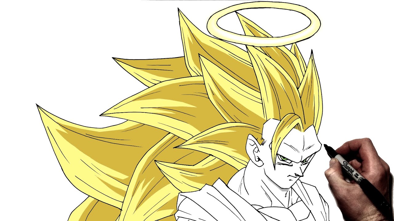 How To Draw Goku SSJ3 (Halo) | Step By Step | Dragonball