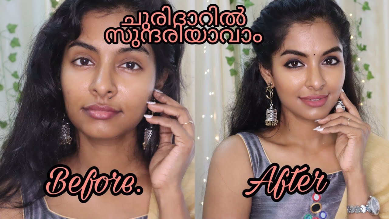 മുഖത്തെ പാടുകൾ മറയ്ക്കാം| Make-up & Hairstyle for Churidar/Salwar|salwar look|Asvi Malayalam