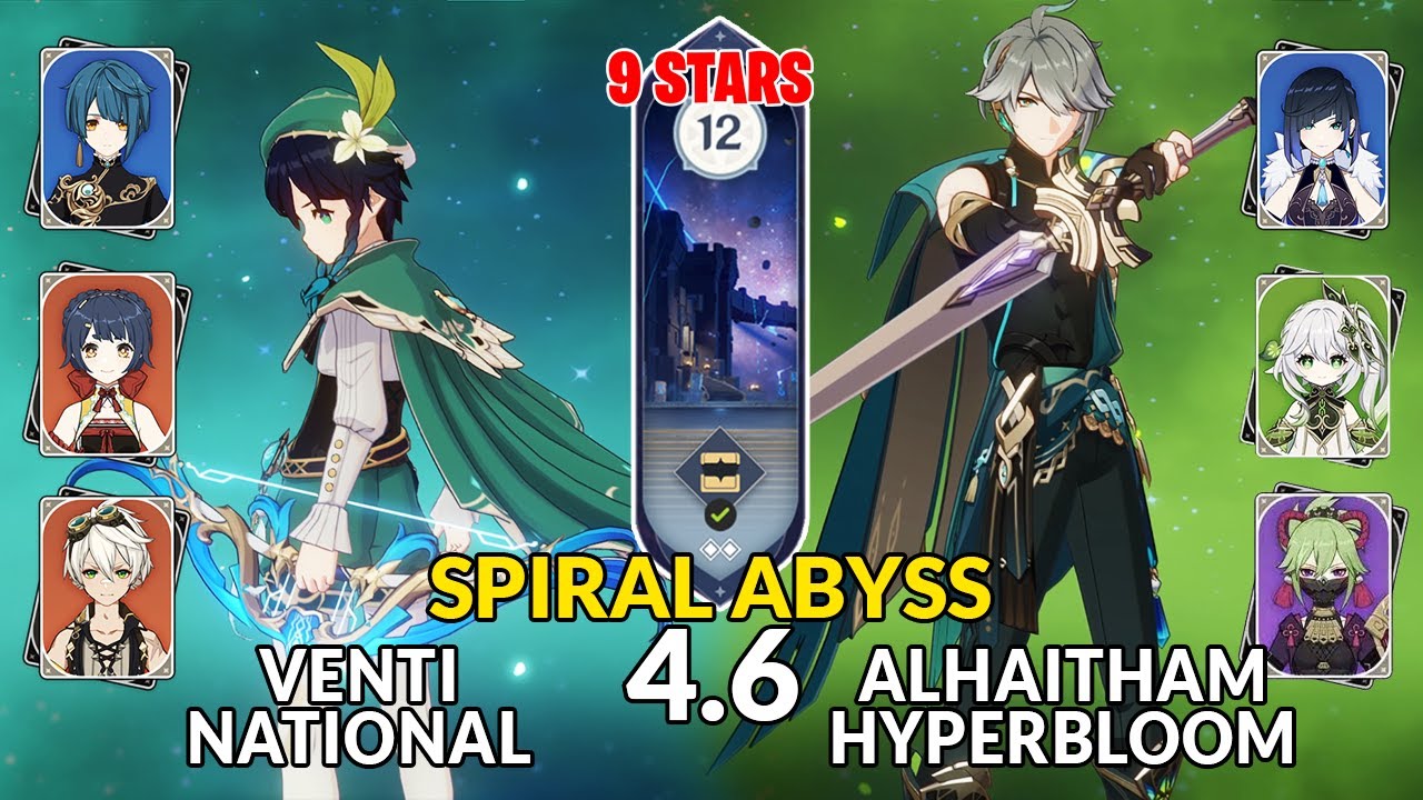New 4.6 Spiral Abyss│Venti National & Alhaitham Hyperbloom | Floor 12 - 9 Stars | Genshin Impact