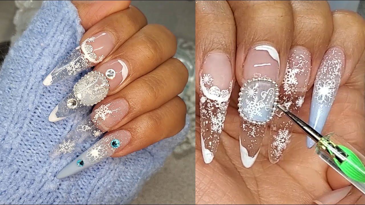 unas de nieve mas aplicasion de acrilico / aplicacion de acrilico para principiantes