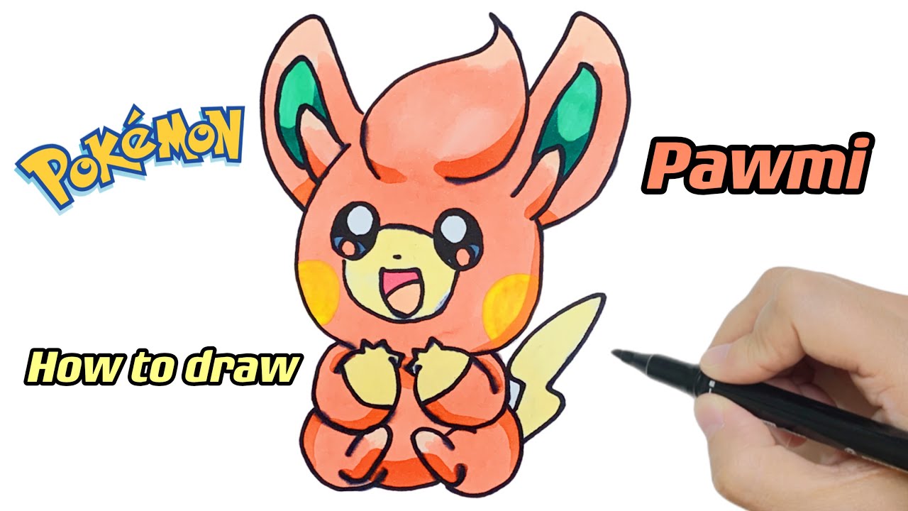 How to Draw Pawmi from POKEMON with Colorful Markers Step by Step |Easy and Fun for beginners