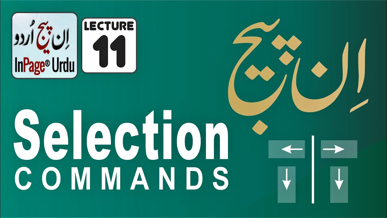 Lecture 11 | Selection Commands | InPage | Taj Institute | Urdu | Hindi