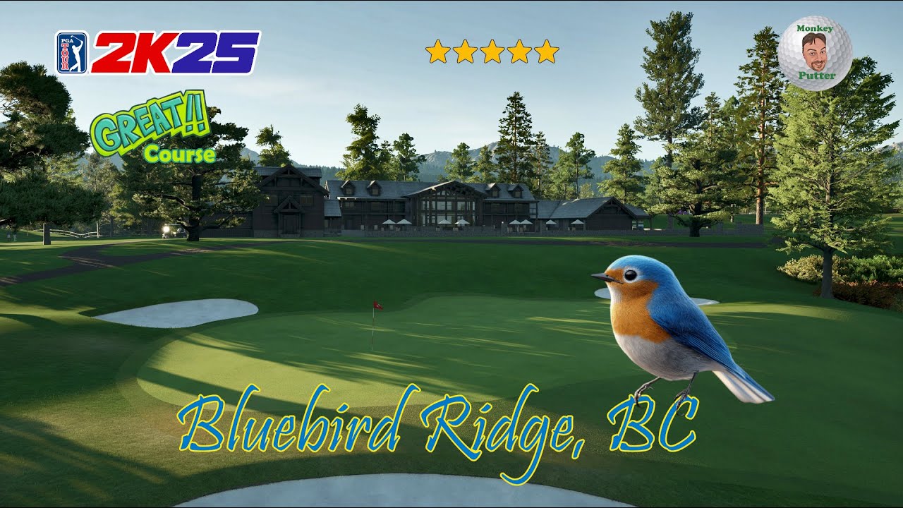 PGA Tour 2K25 - Блуберд-Ридж, Британская Колумбия - Демонстрация поля с обзором сверху.