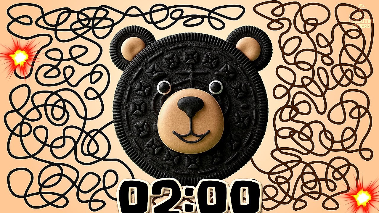 2 MINUTE Timer - BLACK BEAR (COOKIE BOMB) 🐻​​🍪​ Classroom Countdown With Music