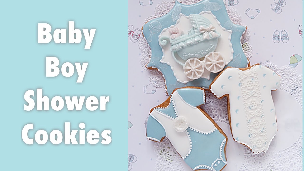 Baby boy shower cookies