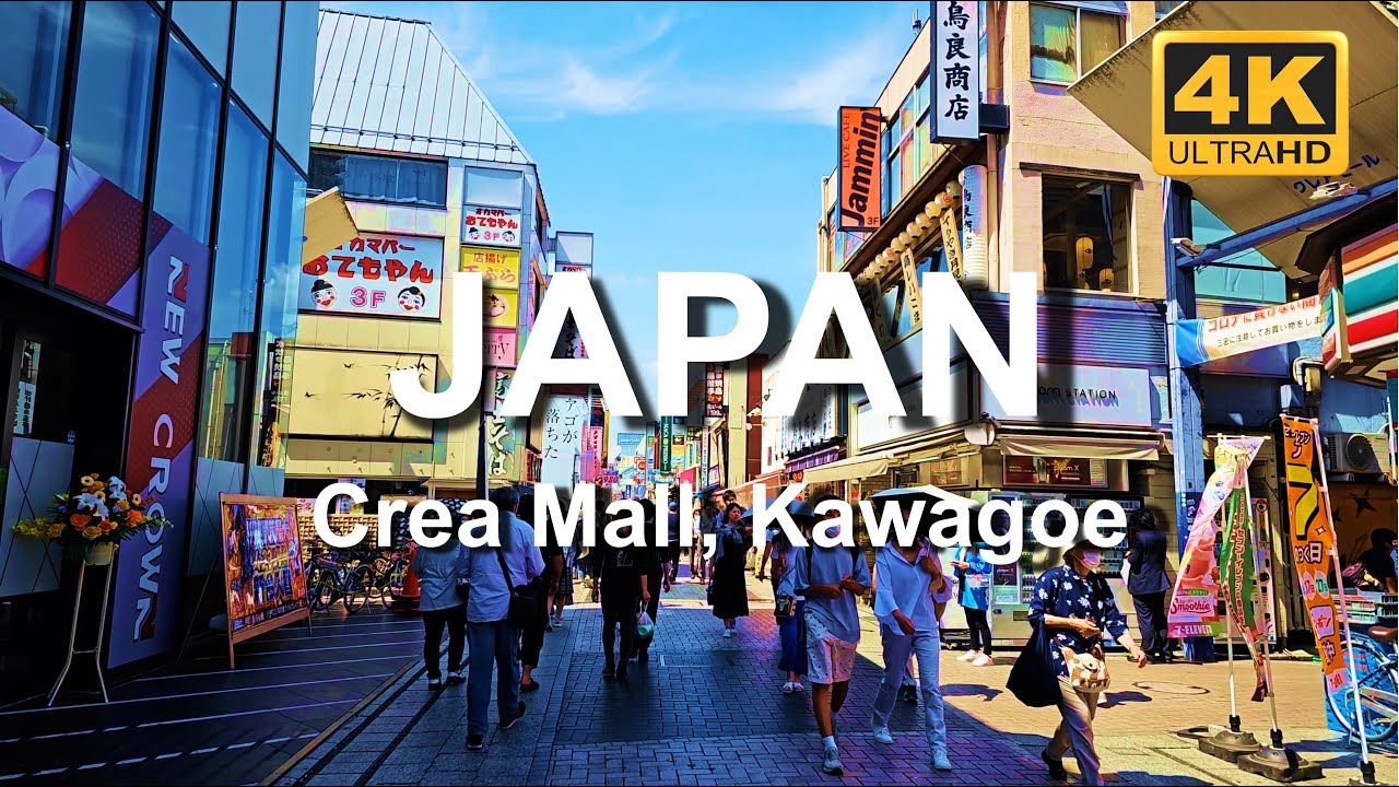 Bustling shopping street in Japan | Crea Mall near Kawagoe Station | 4K Walking Tour