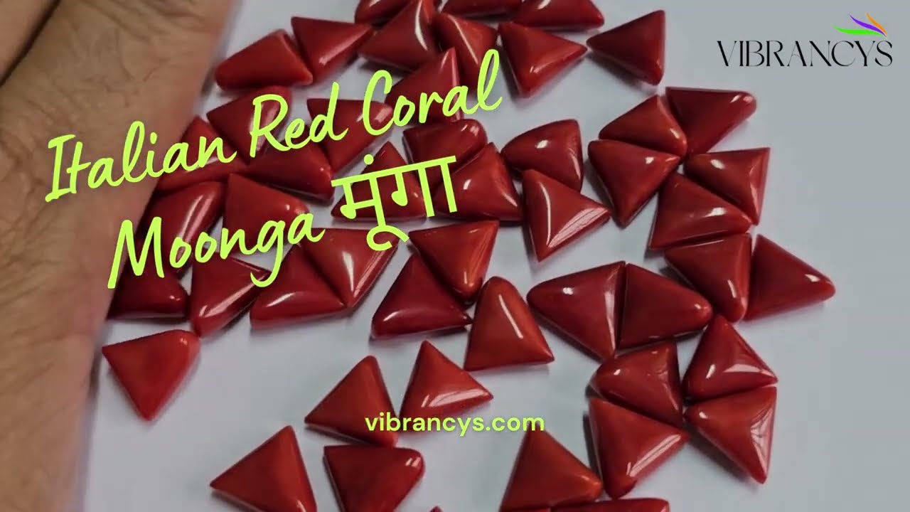Italian Red Coral(Munga) Triangle Shaped Gemstone असली इतालवी लाल मूंगा @VibrancysHindi